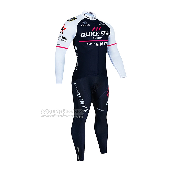 2023 Cycling Jersey Deceuninck Quick Step White Black Long Sleeve and Bib Short